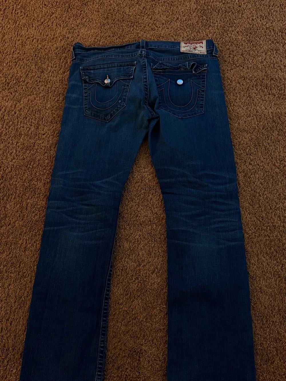True Religion Men's Relaxed Dark Blue Jeans